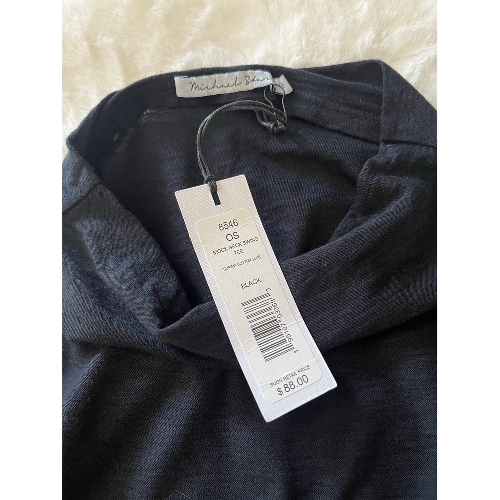 New! Michael Stars Mock Neck Swing T Shirt Long Sleeve Black One Size retail $88 - Picture 8 of 15